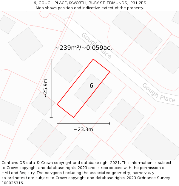 6, GOUGH PLACE, IXWORTH, BURY ST. EDMUNDS, IP31 2ES: Plot and title map