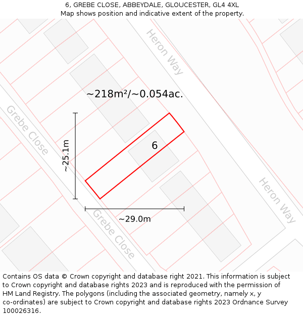 6, GREBE CLOSE, ABBEYDALE, GLOUCESTER, GL4 4XL: Plot and title map