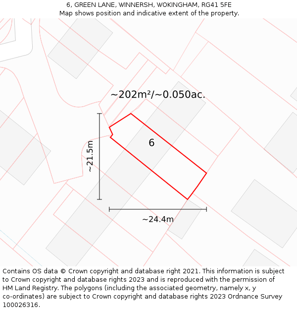 6, GREEN LANE, WINNERSH, WOKINGHAM, RG41 5FE: Plot and title map