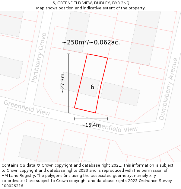 6, GREENFIELD VIEW, DUDLEY, DY3 3NQ: Plot and title map