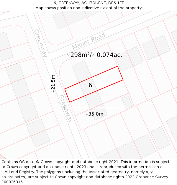 6, GREENWAY, ASHBOURNE, DE6 1EF: Plot and title map