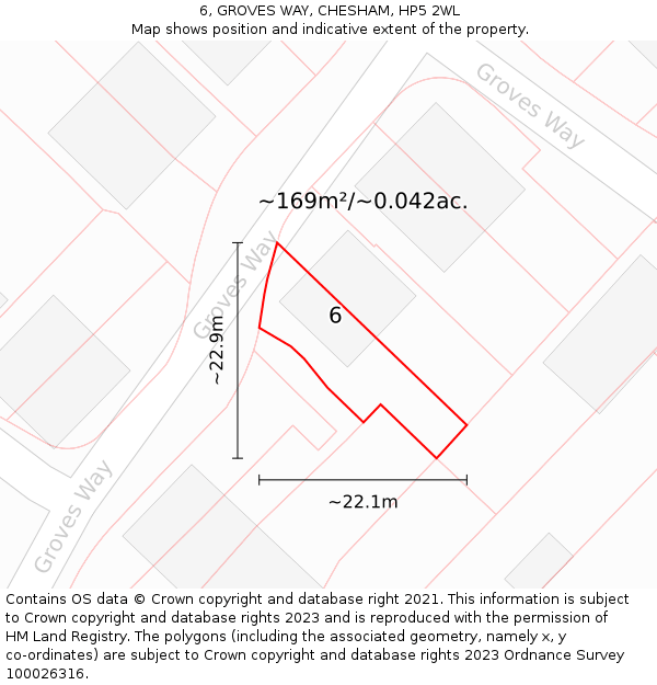 6, GROVES WAY, CHESHAM, HP5 2WL: Plot and title map