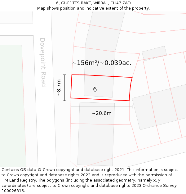 6, GUFFITTS RAKE, WIRRAL, CH47 7AD: Plot and title map