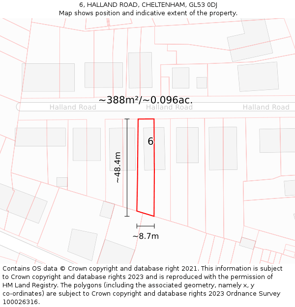 6, HALLAND ROAD, CHELTENHAM, GL53 0DJ: Plot and title map