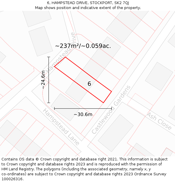 6, HAMPSTEAD DRIVE, STOCKPORT, SK2 7QJ: Plot and title map
