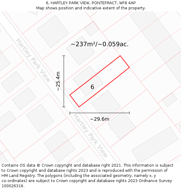 6, HARTLEY PARK VIEW, PONTEFRACT, WF8 4AP: Plot and title map