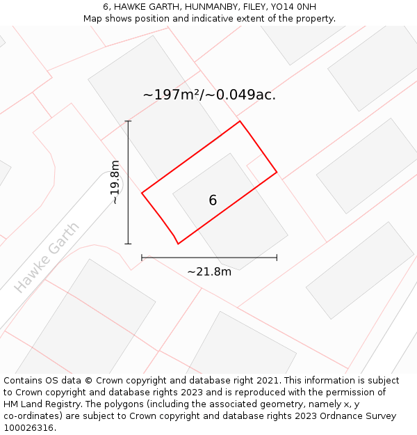 6, HAWKE GARTH, HUNMANBY, FILEY, YO14 0NH: Plot and title map