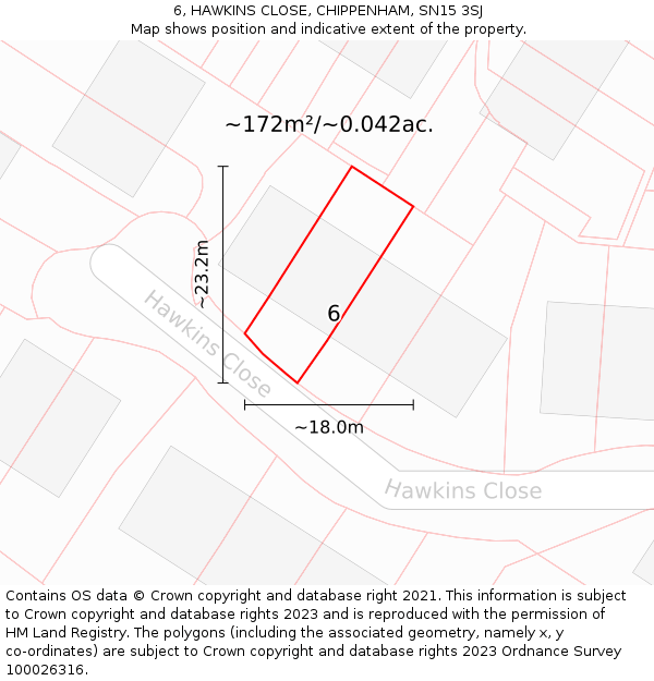 6, HAWKINS CLOSE, CHIPPENHAM, SN15 3SJ: Plot and title map