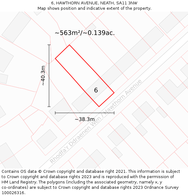 6, HAWTHORN AVENUE, NEATH, SA11 3NW: Plot and title map