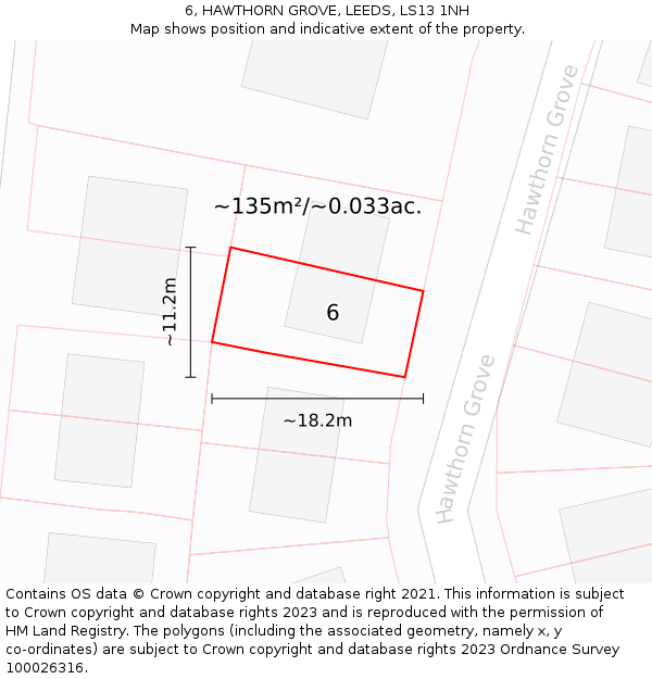 6, HAWTHORN GROVE, LEEDS, LS13 1NH: Plot and title map