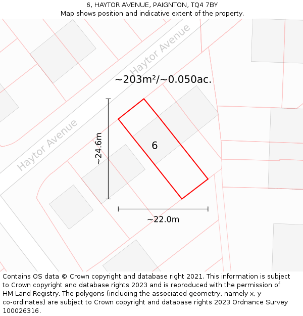 6, HAYTOR AVENUE, PAIGNTON, TQ4 7BY: Plot and title map