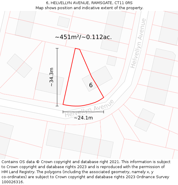 6, HELVELLYN AVENUE, RAMSGATE, CT11 0RS: Plot and title map