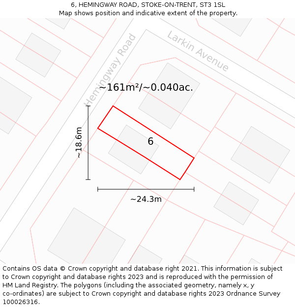 6, HEMINGWAY ROAD, STOKE-ON-TRENT, ST3 1SL: Plot and title map