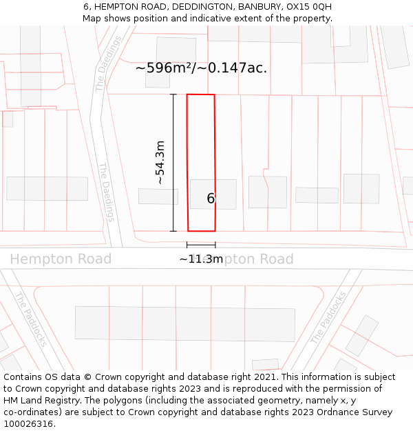 6, HEMPTON ROAD, DEDDINGTON, BANBURY, OX15 0QH: Plot and title map