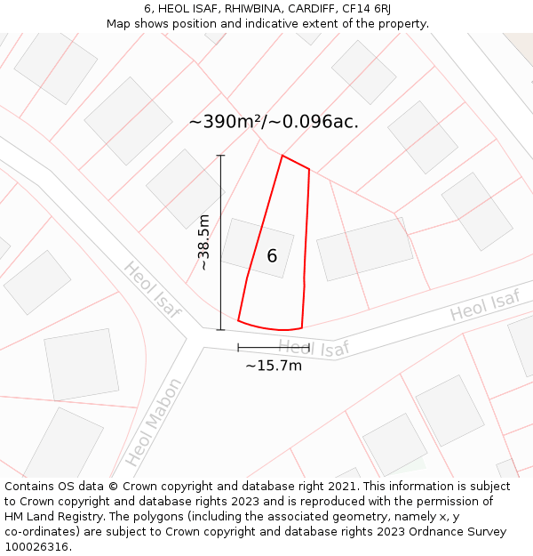 6, HEOL ISAF, RHIWBINA, CARDIFF, CF14 6RJ: Plot and title map