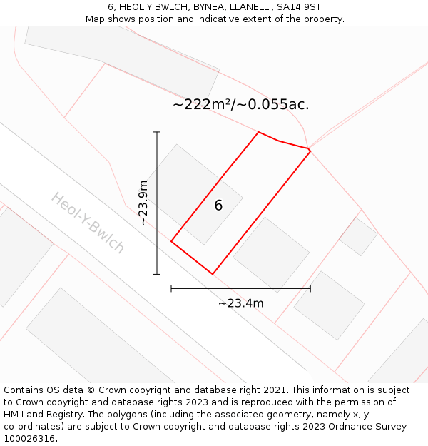 6, HEOL Y BWLCH, BYNEA, LLANELLI, SA14 9ST: Plot and title map