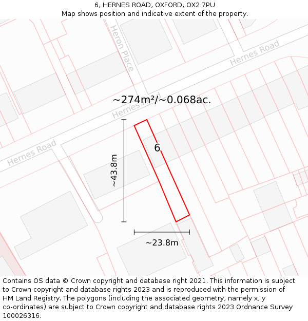 6, HERNES ROAD, OXFORD, OX2 7PU: Plot and title map