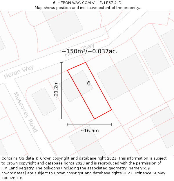 6, HERON WAY, COALVILLE, LE67 4LD: Plot and title map