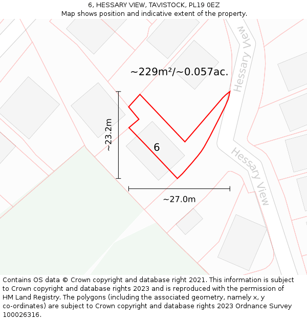 6, HESSARY VIEW, TAVISTOCK, PL19 0EZ: Plot and title map