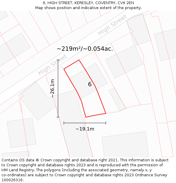 6, HIGH STREET, KERESLEY, COVENTRY, CV6 2EN: Plot and title map