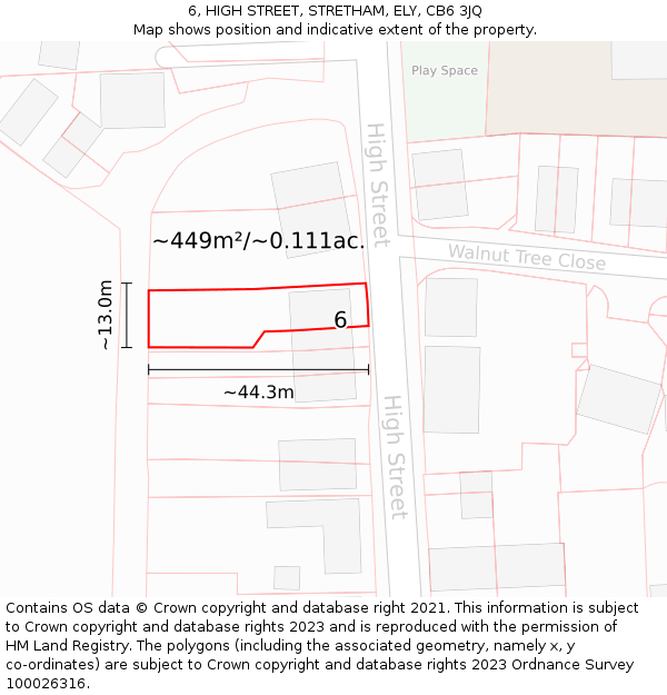 6, HIGH STREET, STRETHAM, ELY, CB6 3JQ: Plot and title map