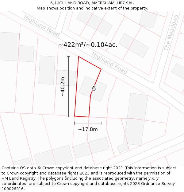 6, HIGHLAND ROAD, AMERSHAM, HP7 9AU: Plot and title map