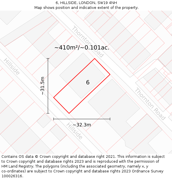 6, HILLSIDE, LONDON, SW19 4NH: Plot and title map