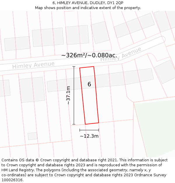 6, HIMLEY AVENUE, DUDLEY, DY1 2QP: Plot and title map