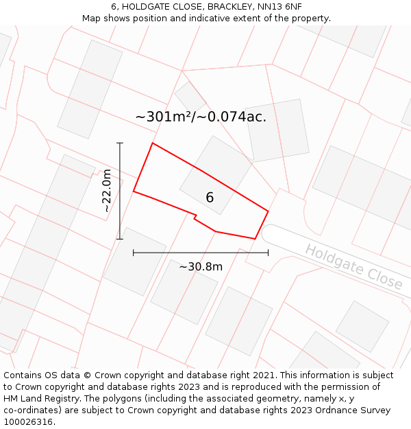 6, HOLDGATE CLOSE, BRACKLEY, NN13 6NF: Plot and title map