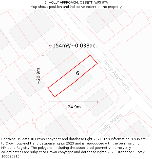 6, HOLLY APPROACH, OSSETT, WF5 9TA: Plot and title map