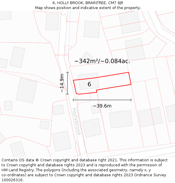 6, HOLLY BROOK, BRAINTREE, CM7 9JR: Plot and title map
