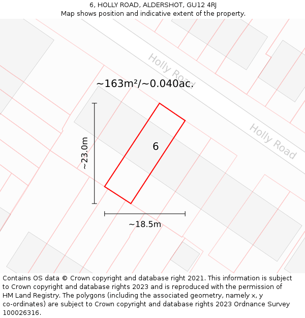 6, HOLLY ROAD, ALDERSHOT, GU12 4RJ: Plot and title map