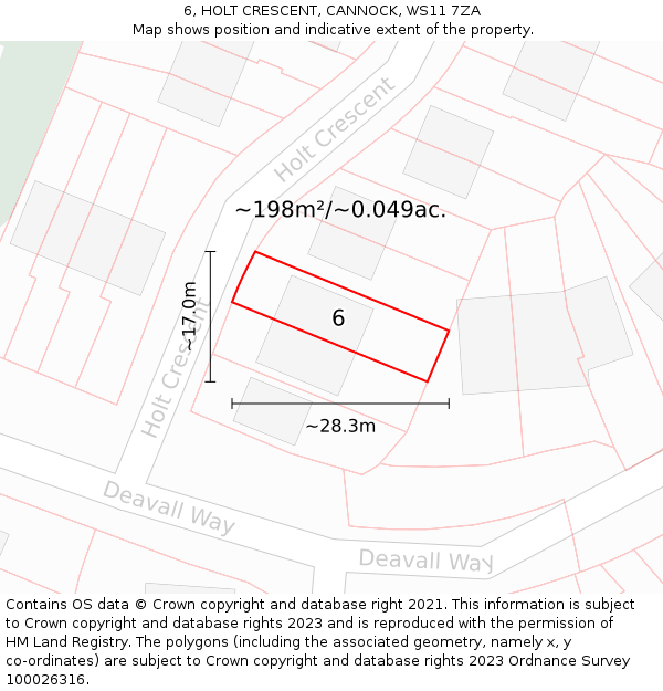 6, HOLT CRESCENT, CANNOCK, WS11 7ZA: Plot and title map