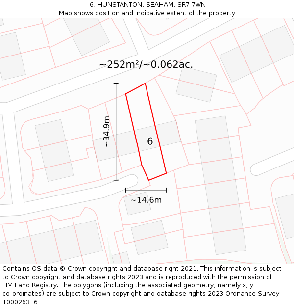 6, HUNSTANTON, SEAHAM, SR7 7WN: Plot and title map