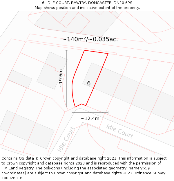 6, IDLE COURT, BAWTRY, DONCASTER, DN10 6PS: Plot and title map