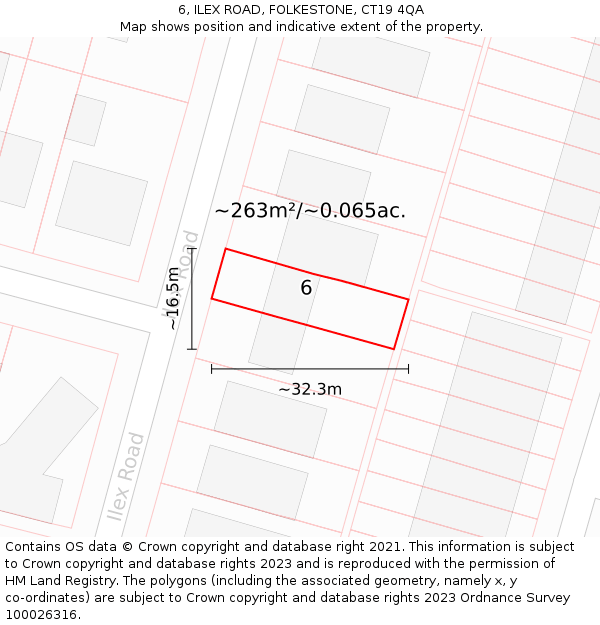 6, ILEX ROAD, FOLKESTONE, CT19 4QA: Plot and title map