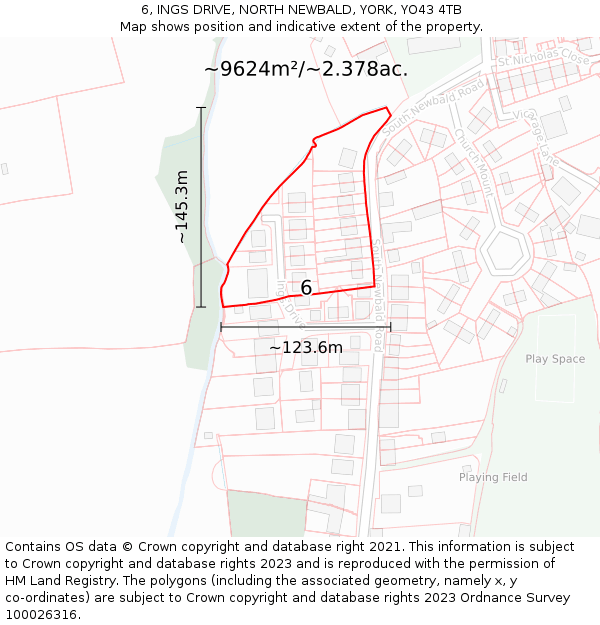 6, INGS DRIVE, NORTH NEWBALD, YORK, YO43 4TB: Plot and title map