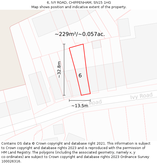 6, IVY ROAD, CHIPPENHAM, SN15 1HG: Plot and title map