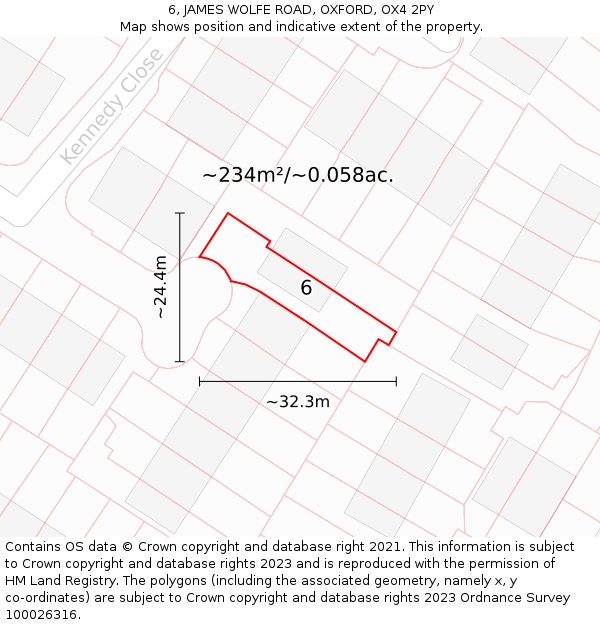 6, JAMES WOLFE ROAD, OXFORD, OX4 2PY: Plot and title map