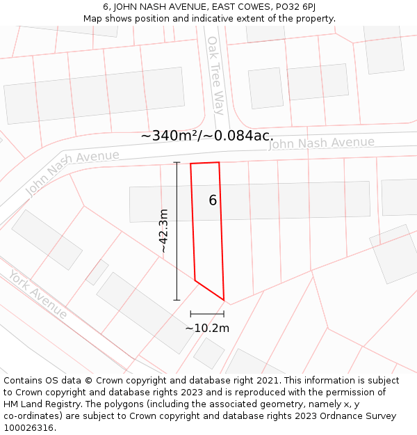 6, JOHN NASH AVENUE, EAST COWES, PO32 6PJ: Plot and title map