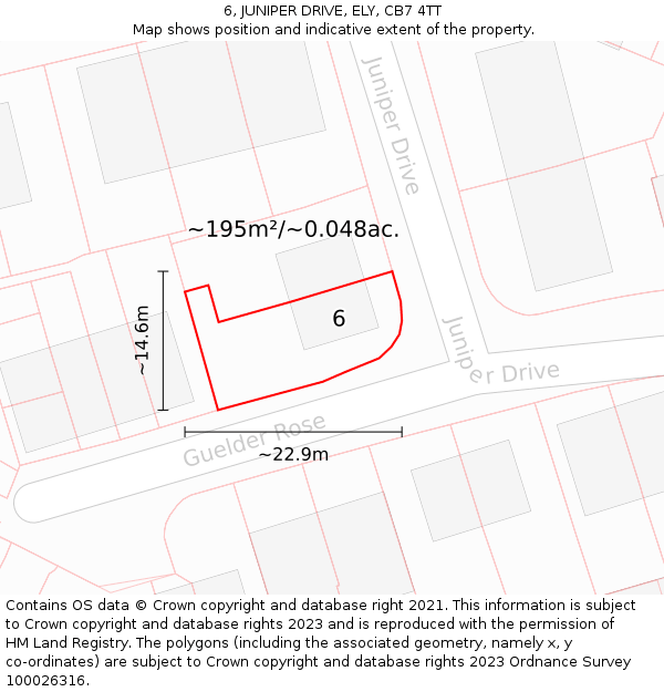 6, JUNIPER DRIVE, ELY, CB7 4TT: Plot and title map