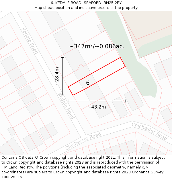 6, KEDALE ROAD, SEAFORD, BN25 2BY: Plot and title map