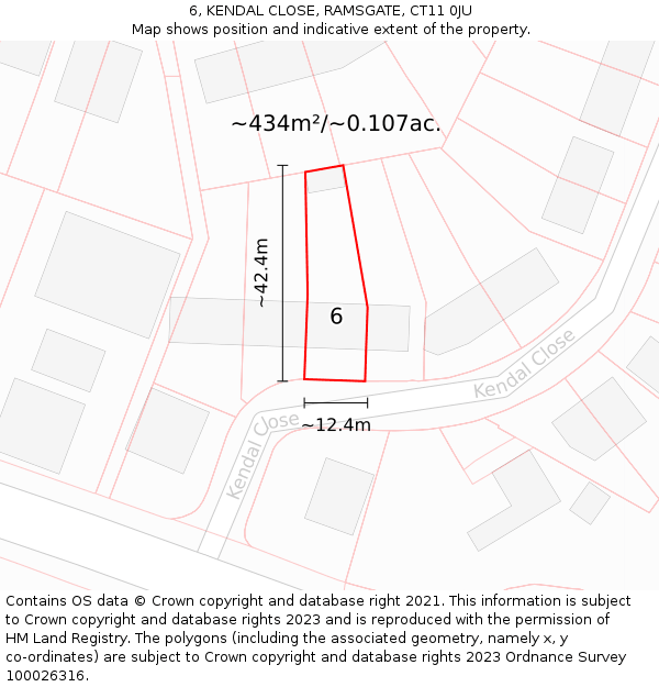 6, KENDAL CLOSE, RAMSGATE, CT11 0JU: Plot and title map