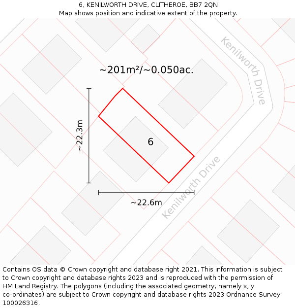 6, KENILWORTH DRIVE, CLITHEROE, BB7 2QN: Plot and title map