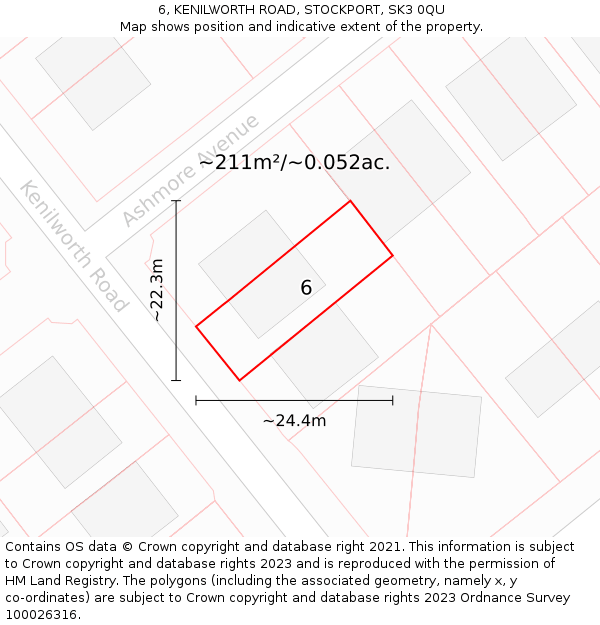 6, KENILWORTH ROAD, STOCKPORT, SK3 0QU: Plot and title map