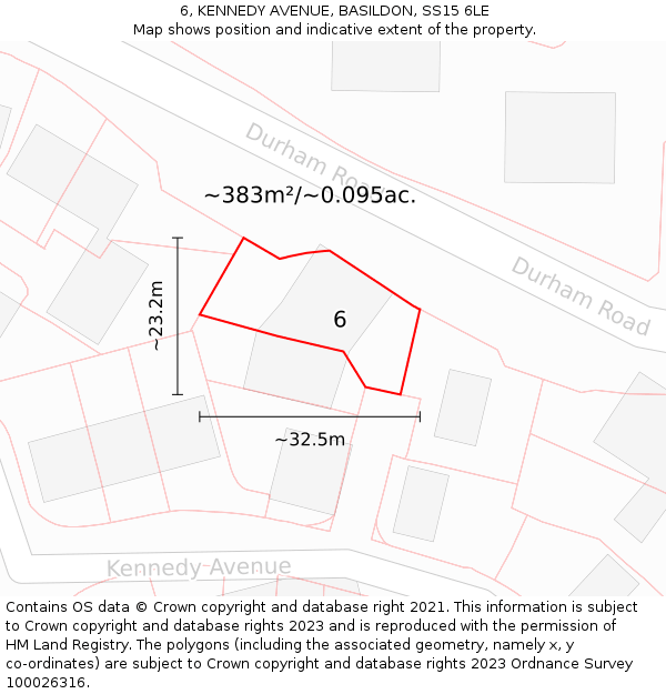 6, KENNEDY AVENUE, BASILDON, SS15 6LE: Plot and title map