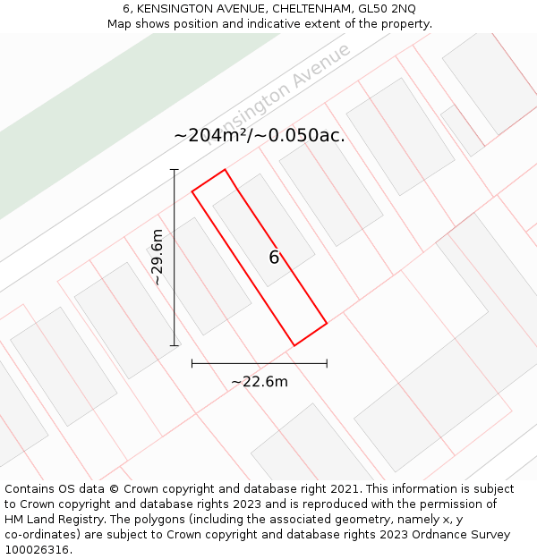 6, KENSINGTON AVENUE, CHELTENHAM, GL50 2NQ: Plot and title map