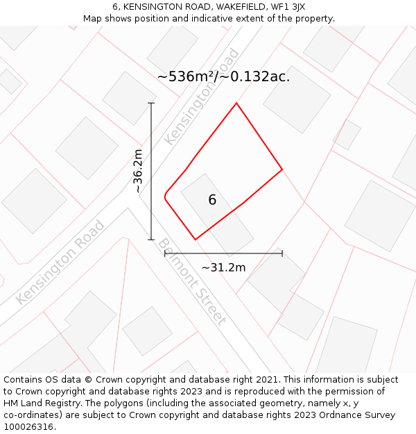 6, KENSINGTON ROAD, WAKEFIELD, WF1 3JX: Plot and title map