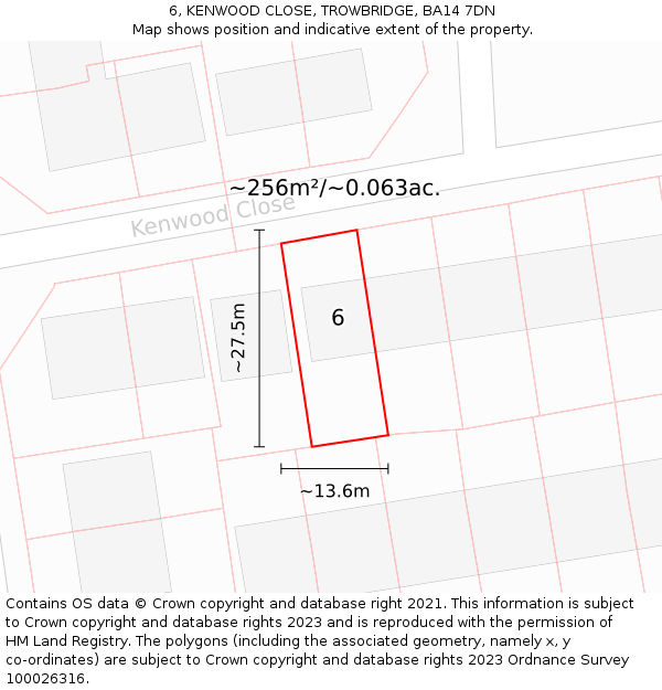 6, KENWOOD CLOSE, TROWBRIDGE, BA14 7DN: Plot and title map
