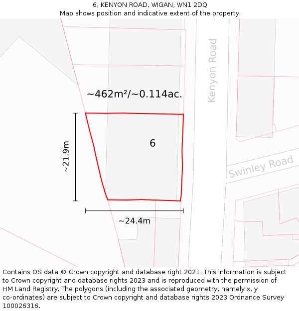 6, KENYON ROAD, WIGAN, WN1 2DQ: Plot and title map